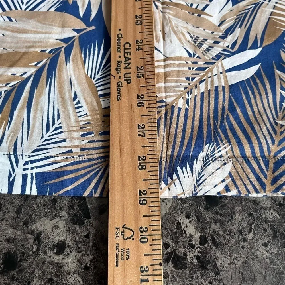 J Crew Men's Printed Flex Shirt Button Front Cotton Tropical Tan Blue Large